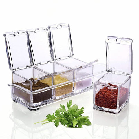 Crystal Spice Box / Masala Box / 4-in-1 Seasoning Storage box