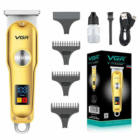 VGR V-290 Digital Display Professional Cordless Hair Clippers Cutter Rechargeable Wireless Hair Grooming Set Beard Trimming Beard Styling Rechargeable