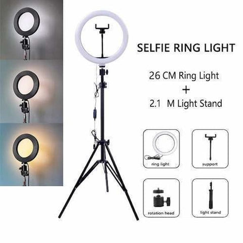 26CM Selfie LED Ring Light with 7 Feet Tripod Stand