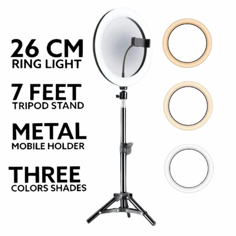 26CM Selfie LED Ring Light with 7 Feet Tripod Stand