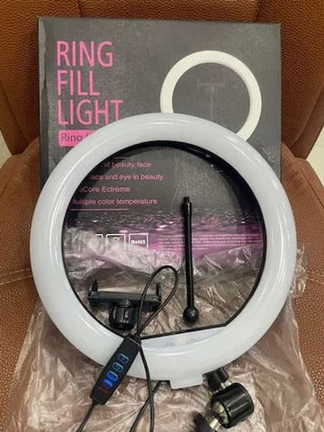 10 inch / 26cm RingLight (STAND IS NOT INCLUDED) With Phone Holder & 3 Shades of Colours Only Ring light For Video Making Selfie Ring Light Photography Dimmable Makeup 26cm Ring Light Video Live 12w 5500k LED