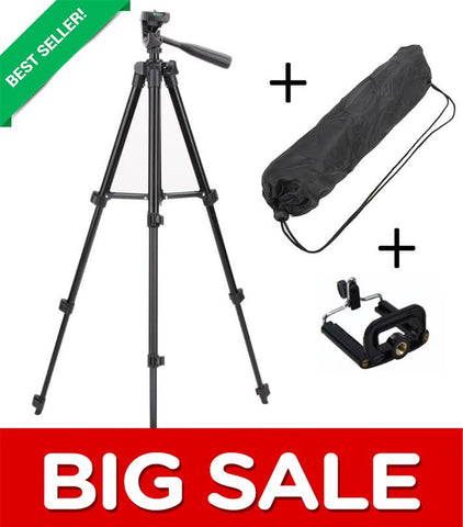 3120 - Tripod Camera Stand With Mobile Holder - Black - Online Shopping in Pakistan: Beauty, Fashion, Electronics, Sports & Lifestyle, VR, Skincare