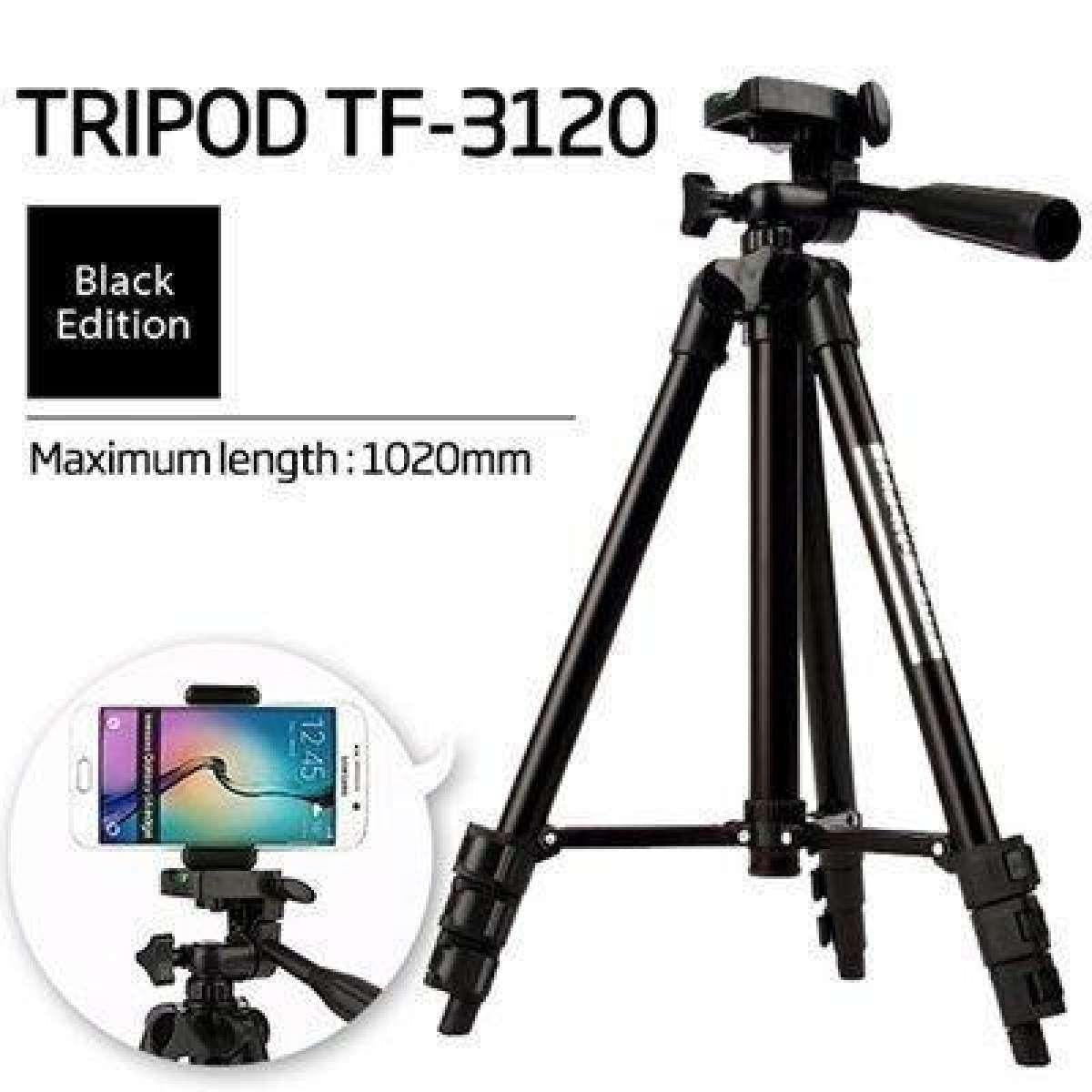 3120 - Tripod Camera Stand With Mobile Holder - Black - Online Shopping in Pakistan: Beauty, Fashion, Electronics, Sports & Lifestyle, VR, Skincare