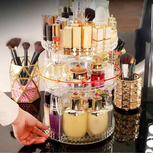 360 Degree Rotating Crystal Jewelry Cosmetic Perfumes Makeup Organizer Display Stand - Online Shopping in Pakistan: Beauty, Fashion, Electronics, Sports & Lifestyle, VR, Skincare