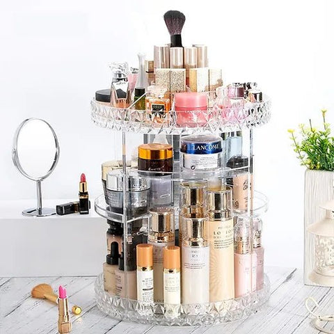 360 Degree Rotating Crystal Jewelry Cosmetic Perfumes Makeup Organizer Display Stand - Online Shopping in Pakistan: Beauty, Fashion, Electronics, Sports & Lifestyle, VR, Skincare