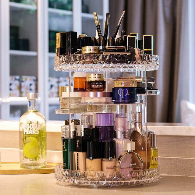 360 Degree Rotating Crystal Jewelry Cosmetic Perfumes Makeup Organizer Display Stand - Online Shopping in Pakistan: Beauty, Fashion, Electronics, Sports & Lifestyle, VR, Skincare