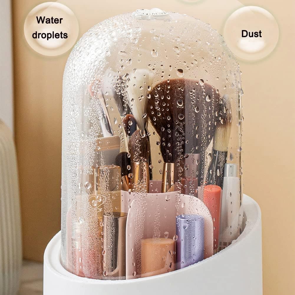 360° Degree Rotating Makeup Brush Holder with Dustproof Lid | Cosmetic Brush Case | Countertop Brushes Holder - Online Shopping in Pakistan: Beauty, Fashion, Electronics, Sports & Lifestyle, VR, Skincare