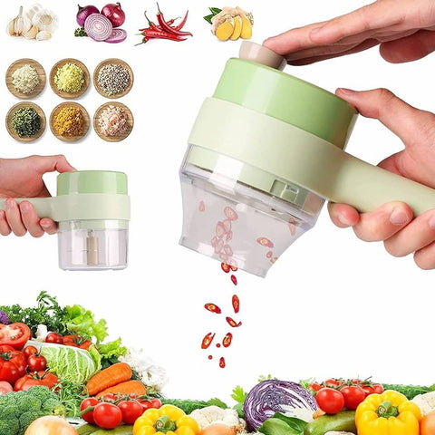 4 in 1 Handheld Electric Vegetable Cutter, USB Rechargeable Vegetable Cutter Slicer - Online Shopping in Pakistan: Beauty, Fashion, Electronics, Sports & Lifestyle, VR, Skincare