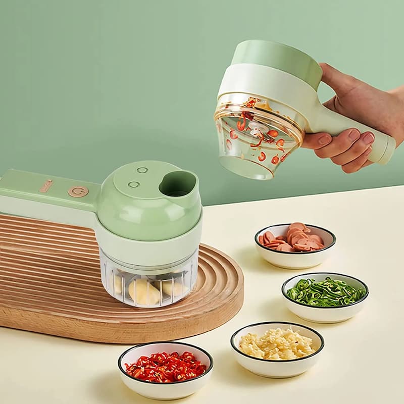 4 in 1 Handheld Electric Vegetable Cutter, USB Rechargeable Vegetable Cutter Slicer - Online Shopping in Pakistan: Beauty, Fashion, Electronics, Sports & Lifestyle, VR, Skincare