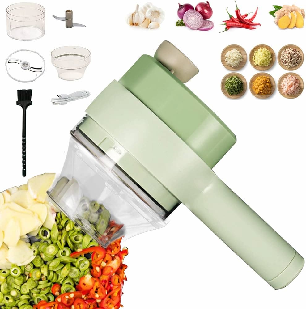 4 in 1 Handheld Electric Vegetable Cutter, USB Rechargeable Vegetable Cutter Slicer - Online Shopping in Pakistan: Beauty, Fashion, Electronics, Sports & Lifestyle, VR, Skincare