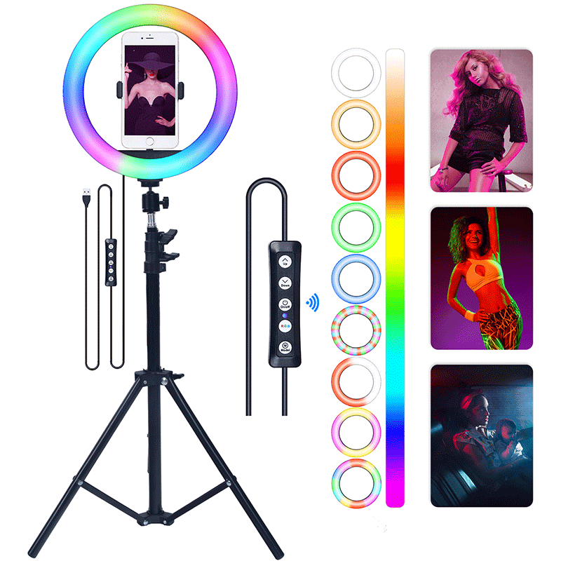 45cm RGB Ring Light 18 inch with 7ft Tripod Stand for Phone Camera iPad Selfie Live Stream YouTube TikTok Video Shooting Best Lighting Atmosphere Ringlight (18 inch) - Online Shopping in Pakistan: Beauty, Fashion, Electronics, Sports & Lifestyle, VR, Skincare