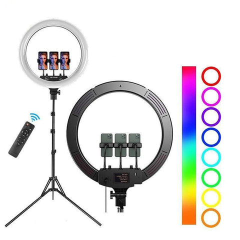 45cm RGB Ring Light 18 inch with 7ft Tripod Stand for Phone Camera iPad Selfie Live Stream YouTube TikTok Video Shooting Best Lighting Atmosphere Ringlight (18 inch) - Online Shopping in Pakistan: Beauty, Fashion, Electronics, Sports & Lifestyle, VR, Skincare