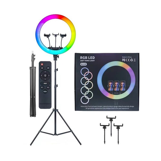 45cm RGB Ring Light 18 inch with 7ft Tripod Stand for Phone Camera iPad Selfie Live Stream YouTube TikTok Video Shooting Best Lighting Atmosphere Ringlight (18 inch) - Online Shopping in Pakistan: Beauty, Fashion, Electronics, Sports & Lifestyle, VR, Skincare