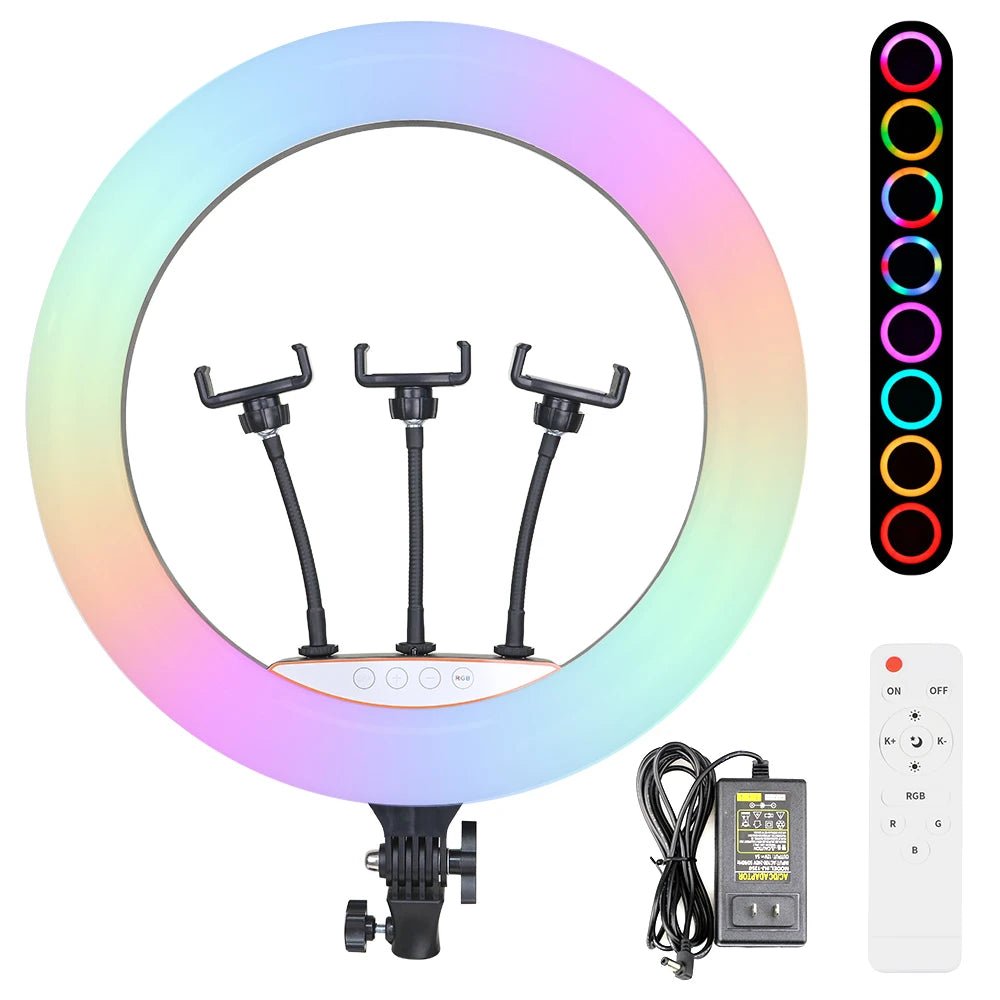 45cm RGB Ring Light 18 inch with 7ft Tripod Stand for Phone Camera iPad Selfie Live Stream YouTube TikTok Video Shooting Best Lighting Atmosphere Ringlight (18 inch) - Online Shopping in Pakistan: Beauty, Fashion, Electronics, Sports & Lifestyle, VR, Skincare