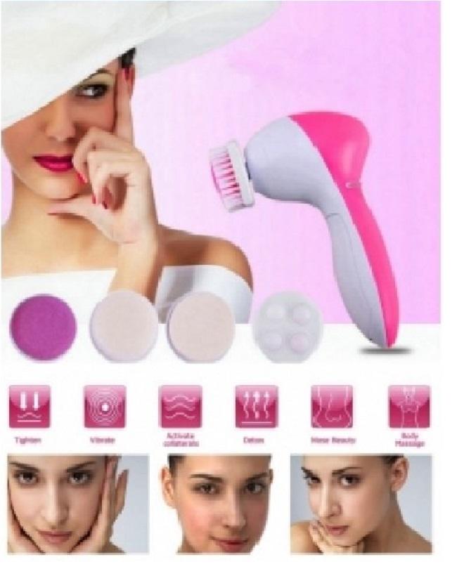 5 in 1 Face Massager & Cleanser - Pink & White - Online Shopping in Pakistan: Beauty, Fashion, Electronics, Sports & Lifestyle, VR, Skincare