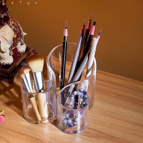 Cosmetic Makeup Organizer Acrylic Makeup And Brush Holder, Wavy Acrylic Makeup Brush and Cosmetic Holder - Online Shopping in Pakistan: Beauty, Fashion, Electronics, Sports & Lifestyle, VR, Skincare