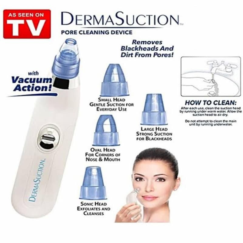 Derma Suction Pore Cleaning Device With Vacuum Action Face Pore Cleaner Facial Beauty Equipment 4 in 1 Black Head Remover - Online Shopping in Pakistan: Beauty, Fashion, Electronics, Sports & Lifestyle, VR, Skincare