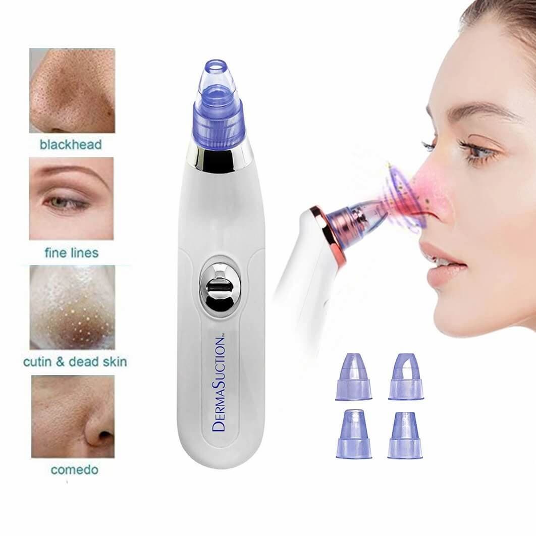 Derma Suction Pore Cleaning Device With Vacuum Action Face Pore Cleaner Facial Beauty Equipment 4 in 1 Black Head Remover - Online Shopping in Pakistan: Beauty, Fashion, Electronics, Sports & Lifestyle, VR, Skincare