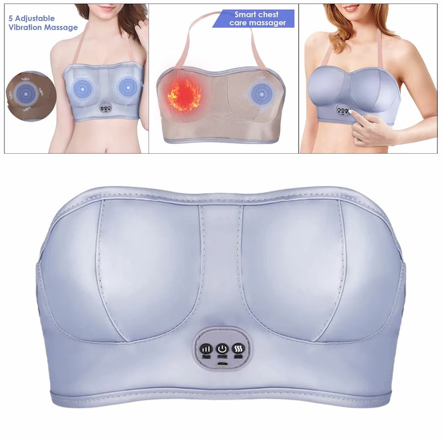 Electric Breast Massager Bra Vibration Breast Enlargement Bra Multifunctional Breast Care Equipment Intelligent Heating Massage Rechargeable