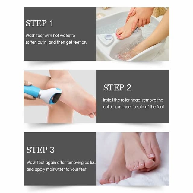 Electric Foot Grinder with Roller Rechargeable Portable Feet File Pedicure Tool Foot Scrubber Callus Remover for Dead Hard Cracked Dry Skin - Online Shopping in Pakistan: Beauty, Fashion, Electronics, Sports & Lifestyle, VR, Skincare