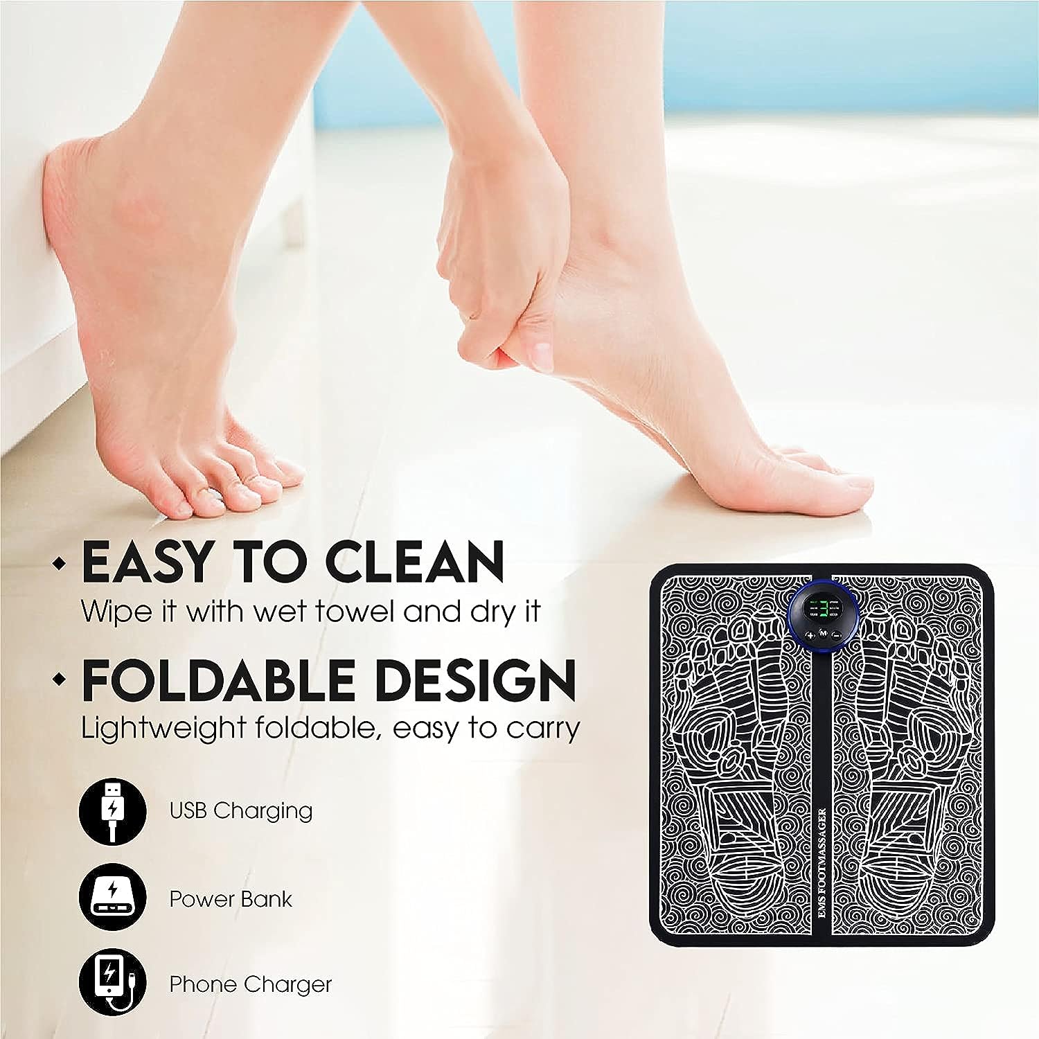 EMS Foot Massager Pad Improve Blood Circulation Relieve Ache Pain USB Rechargeable - Online Shopping in Pakistan: Beauty, Fashion, Electronics, Sports & Lifestyle, VR, Skincare