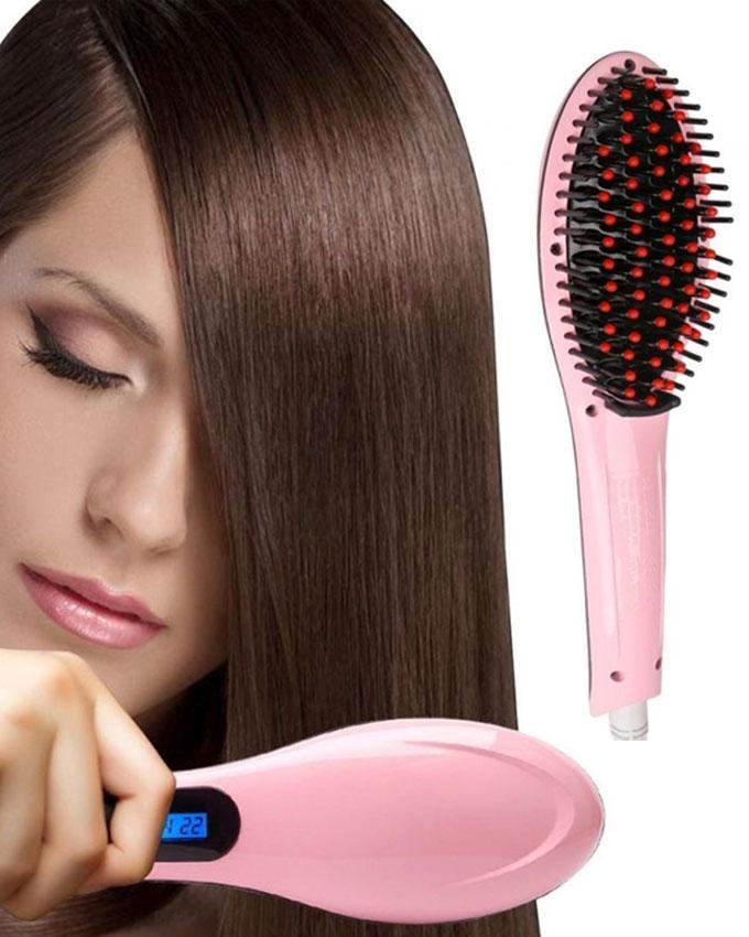 FAST HQT-906 - Electric Hair Straightener Brush - Pink - Online Shopping in Pakistan: Beauty, Fashion, Electronics, Sports & Lifestyle, VR, Skincare