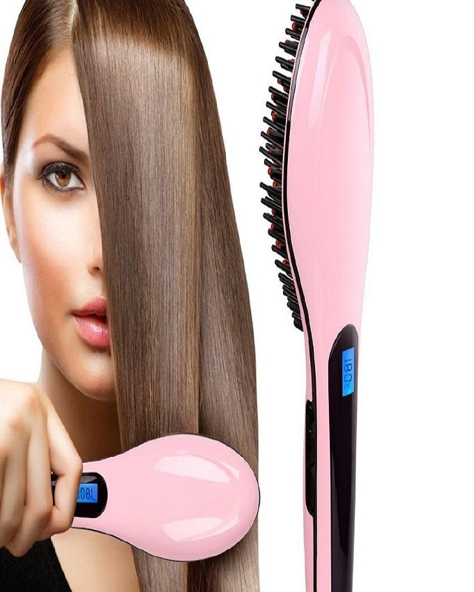 FAST HQT-906 - Electric Hair Straightener Brush - Pink - Online Shopping in Pakistan: Beauty, Fashion, Electronics, Sports & Lifestyle, VR, Skincare