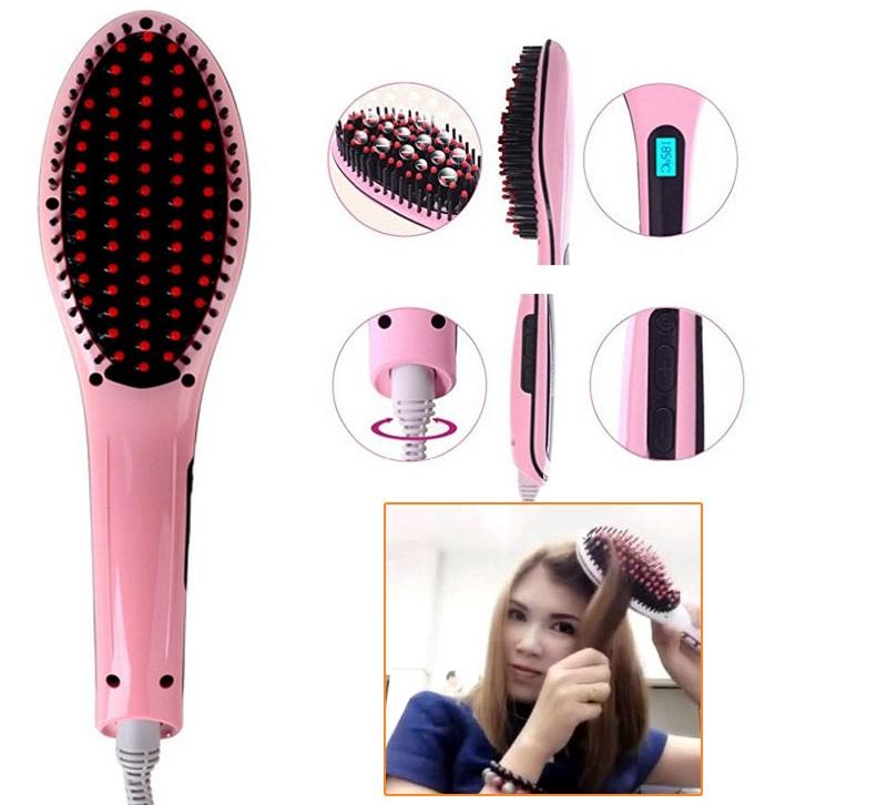 FAST HQT-906 - Electric Hair Straightener Brush - Pink - Online Shopping in Pakistan: Beauty, Fashion, Electronics, Sports & Lifestyle, VR, Skincare