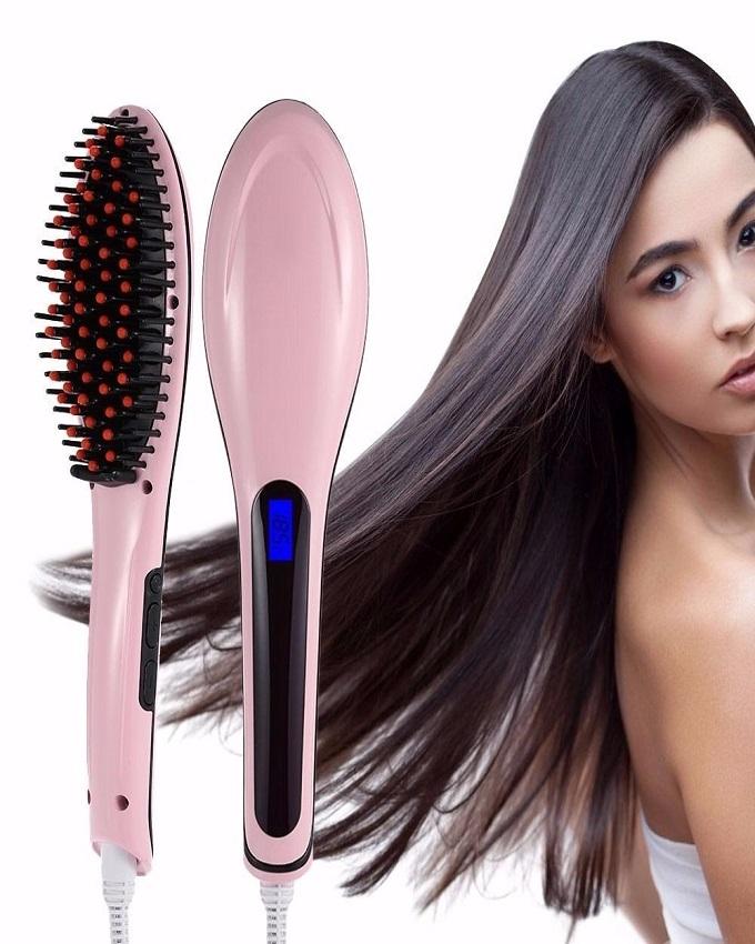 FAST HQT-906 - Electric Hair Straightener Brush - Pink - Online Shopping in Pakistan: Beauty, Fashion, Electronics, Sports & Lifestyle, VR, Skincare