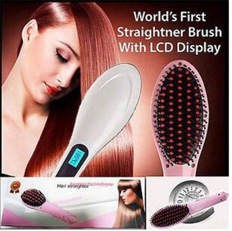 FAST HQT-906 - Electric Hair Straightener Brush - Pink - Online Shopping in Pakistan: Beauty, Fashion, Electronics, Sports & Lifestyle, VR, Skincare