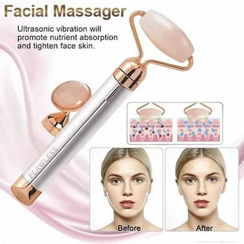 Flawless Jade Roller, Micro Vibrating Facial Roller And Massager, Automatic Facial Vibrate Face Massager, Cell operated Pink Rose Quartz Facial Massager, Vibrating Face Body Massage Tool, Skin Care - Online Shopping in Pakistan: Beauty, Fashion, Electronics, Sports & Lifestyle, VR, Skincare