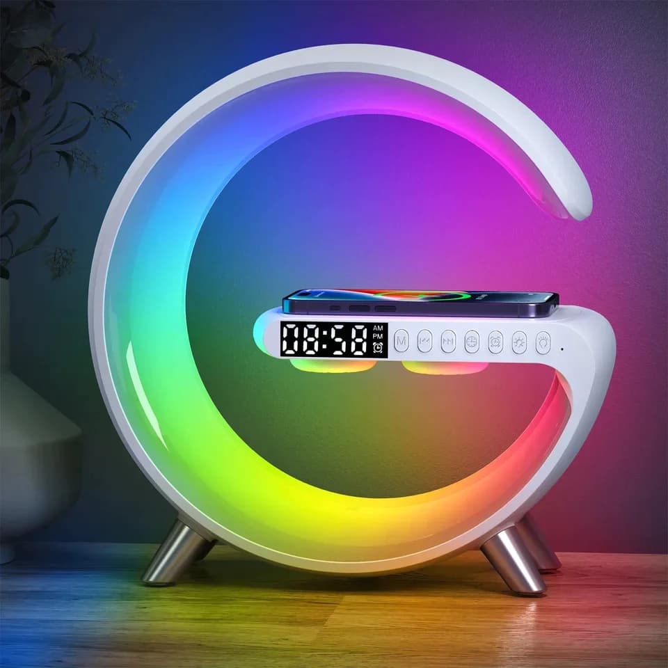 G Lamp Speaker With Digital Clock, RGB Multifunction Wireless Charger Alarm Clock Speaker, Home Decor Smart Lamp - Online Shopping in Pakistan: Beauty, Fashion, Electronics, Sports & Lifestyle, VR, Skincare