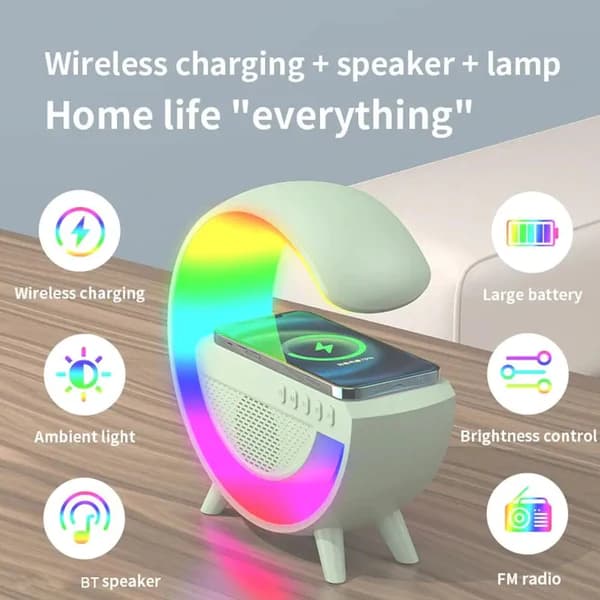 G500 LED Wireless Charging Bluetooth Speaker Smart Table Night Light BT Music Player Phone Wireless Charging RGB Desk Lamp without Clock - Online Shopping in Pakistan: Beauty, Fashion, Electronics, Sports & Lifestyle, VR, Skincare