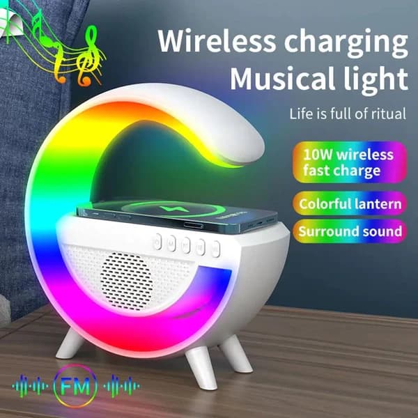 G500 LED Wireless Charging Bluetooth Speaker Smart Table Night Light BT Music Player Phone Wireless Charging RGB Desk Lamp without Clock - Online Shopping in Pakistan: Beauty, Fashion, Electronics, Sports & Lifestyle, VR, Skincare