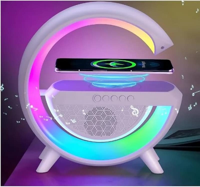 G500 LED Wireless Charging Bluetooth Speaker Smart Table Night Light BT Music Player Phone Wireless Charging RGB Desk Lamp without Clock - Online Shopping in Pakistan: Beauty, Fashion, Electronics, Sports & Lifestyle, VR, Skincare