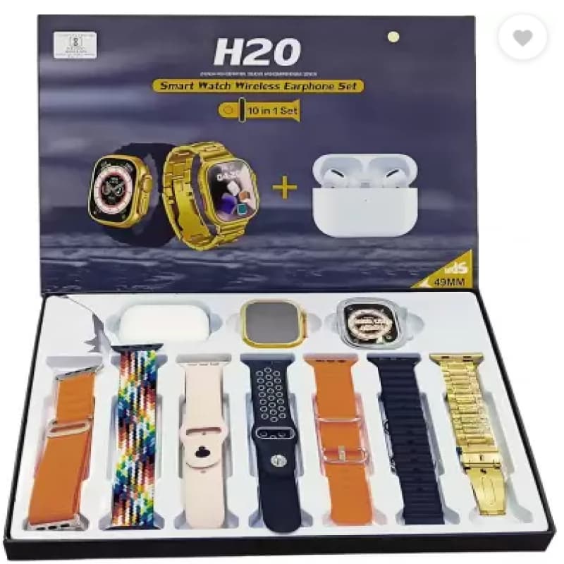 H20 Ultra Smart Watch 10 IN 1 with Earbud 7 Straps With 1 Watch Case - Online Shopping in Pakistan: Beauty, Fashion, Electronics, Sports & Lifestyle, VR, Skincare