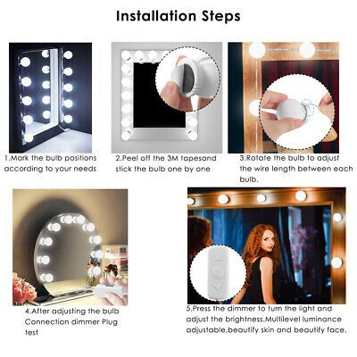 Hollywood Style LED Vanity Mirror Lights Kit with 10 Dimmable Bulbs For Makeup Dressing Fixture Strip For Makeup Mirror Vanity Table Set - Online Shopping in Pakistan: Beauty, Fashion, Electronics, Sports & Lifestyle, VR, Skincare