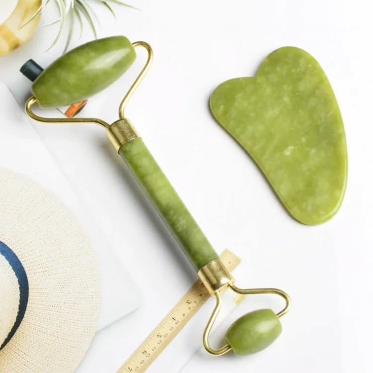 Jade Roller and Gua Sha Natural Stone Set - Online Shopping in Pakistan: Beauty, Fashion, Electronics, Sports & Lifestyle, VR, Skincare