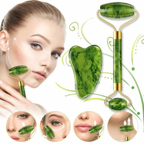 Jade Roller and Gua Sha Natural Stone Set - Online Shopping in Pakistan: Beauty, Fashion, Electronics, Sports & Lifestyle, VR, Skincare