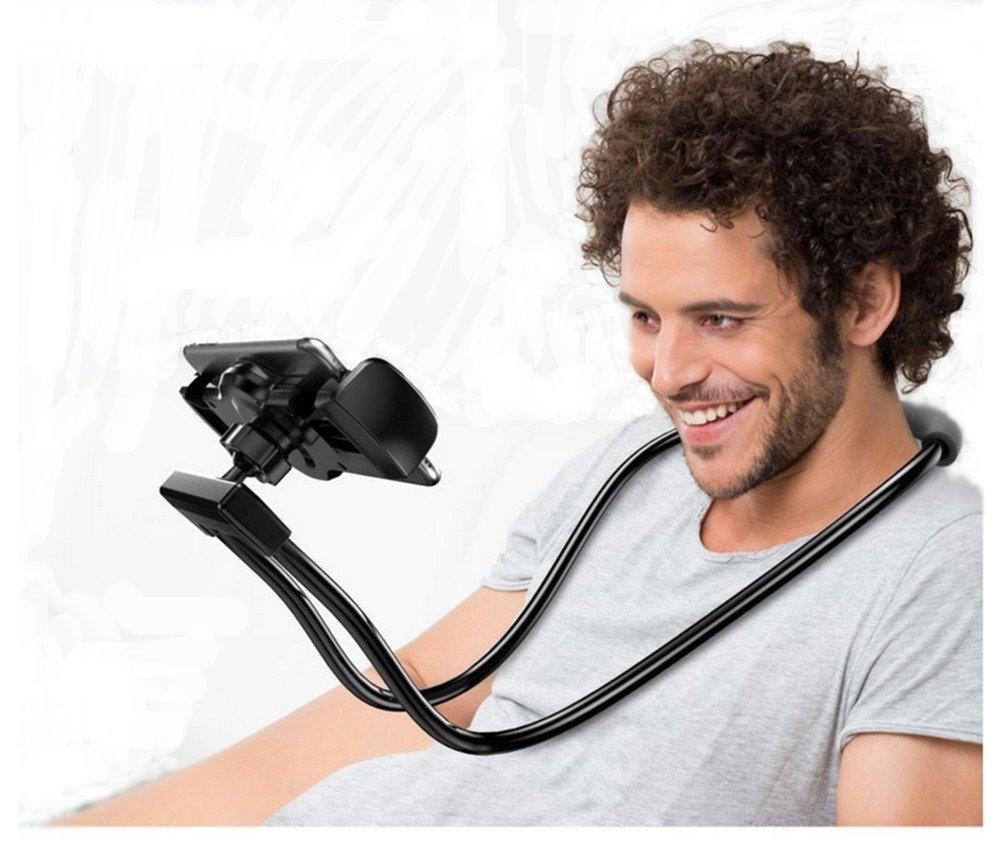 Lazy Bendable Flexible Hang Neck Phone Holder 360 Degree Rotation Mobile Stand -Black - Online Shopping in Pakistan: Beauty, Fashion, Electronics, Sports & Lifestyle, VR, Skincare