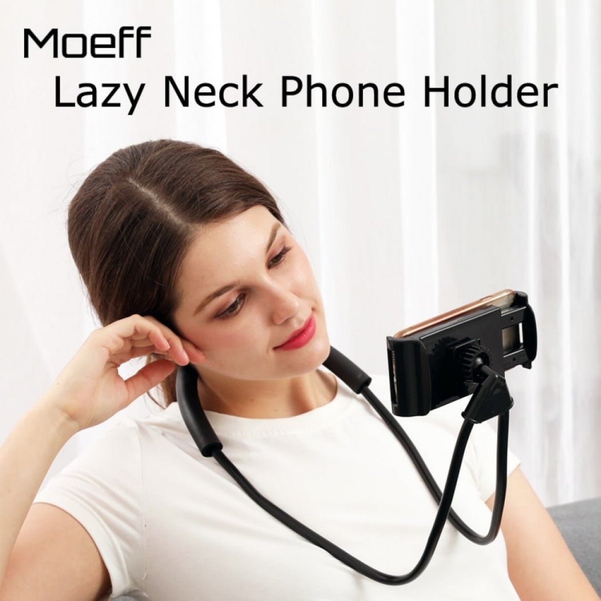 Lazy Bendable Flexible Hang Neck Phone Holder 360 Degree Rotation Mobile Stand -Black - Online Shopping in Pakistan: Beauty, Fashion, Electronics, Sports & Lifestyle, VR, Skincare