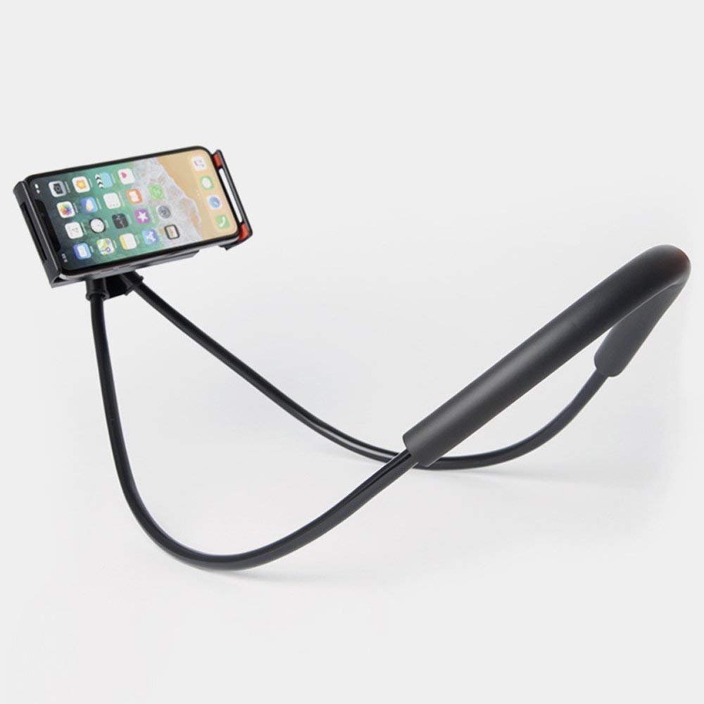 Lazy Bendable Flexible Hang Neck Phone Holder 360 Degree Rotation Mobile Stand -Black - Online Shopping in Pakistan: Beauty, Fashion, Electronics, Sports & Lifestyle, VR, Skincare