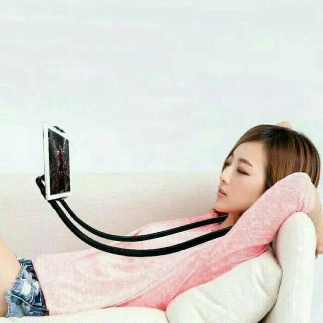 Lazy Bendable Flexible Hang Neck Phone Holder 360 Degree Rotation Mobile Stand -Black - Online Shopping in Pakistan: Beauty, Fashion, Electronics, Sports & Lifestyle, VR, Skincare