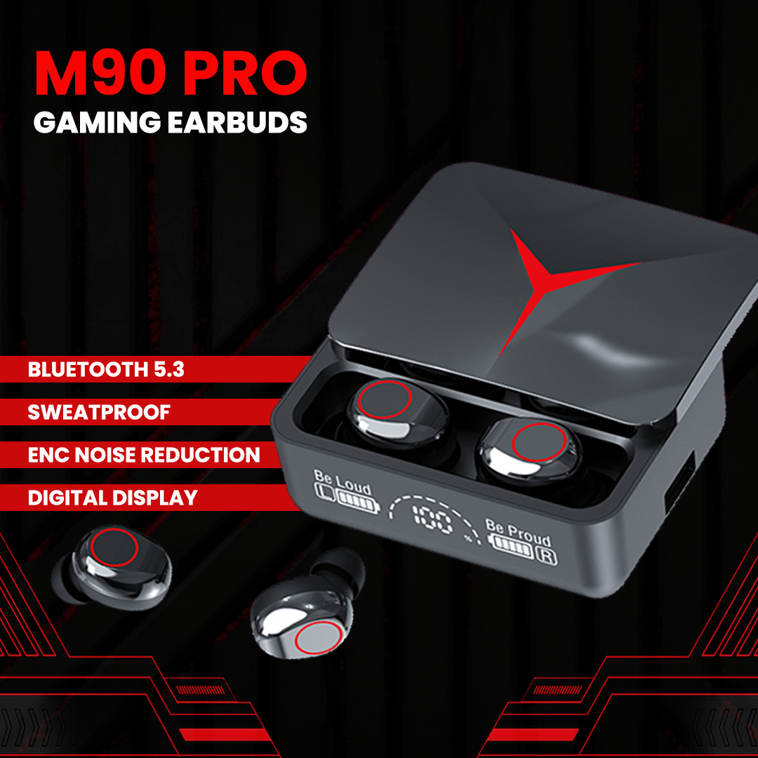 M90 Pro TWS Wireless Bluetooth 5.2 Earphones Gaming Noise Canceling Earbuds HiFi Stereo Music Headsets Waterproof Sport Handfree Headphones with Touch Control LED Charging Case - Online Shopping in Pakistan: Beauty, Fashion, Electronics, Sports & Lifestyle, VR, Skincare