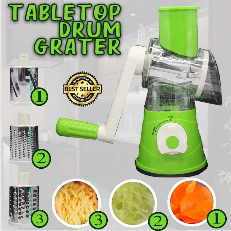 Manual Vegetable Cutter Slicer Round ,Grater, 3 in1 Slicer, Table top Drum Grater - Online Shopping in Pakistan: Beauty, Fashion, Electronics, Sports & Lifestyle, VR, Skincare