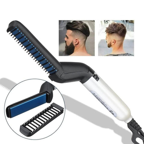 Men Quick Beard Straightener Multifunctional Electric Ionic Beard Straightening Hair Style Hot Comb Curling Curler Show Cap Tool Styling Accessories