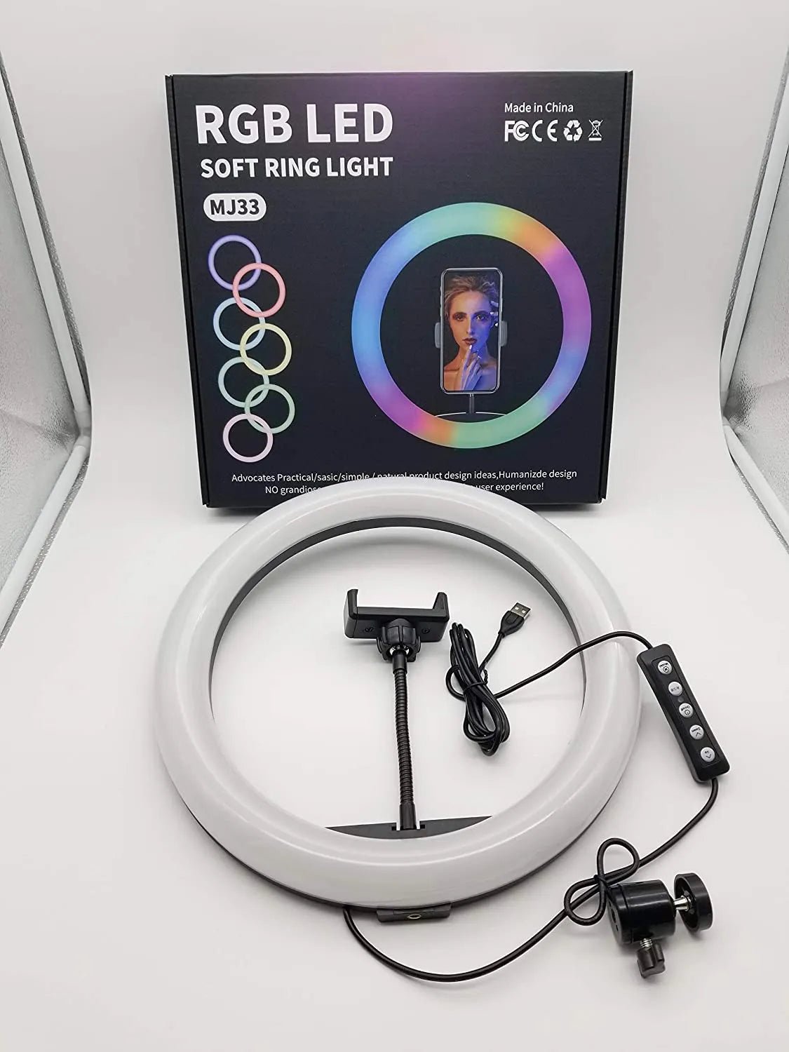 MJ33 RGB LED Soft Ring Light 33CM With 7ft Tripod Stand & Phone Holder USB Plug for tiktok youtube vlogging makeup - Online Shopping in Pakistan: Beauty, Fashion, Electronics, Sports & Lifestyle, VR, Skincare