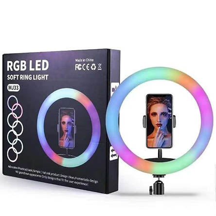 MJ33 RGB LED Soft Ring Light 33CM With 7ft Tripod Stand & Phone Holder USB Plug for tiktok youtube vlogging makeup - Online Shopping in Pakistan: Beauty, Fashion, Electronics, Sports & Lifestyle, VR, Skincare