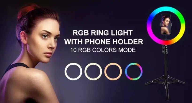 MJ36 14 inch 36cm RGB soft RIng Light with 7.5ft Tripod stand Circle Photography lighting for Tiktok, youtube , vlog, makeup etc - Online Shopping in Pakistan: Beauty, Fashion, Electronics, Sports & Lifestyle, VR, Skincare