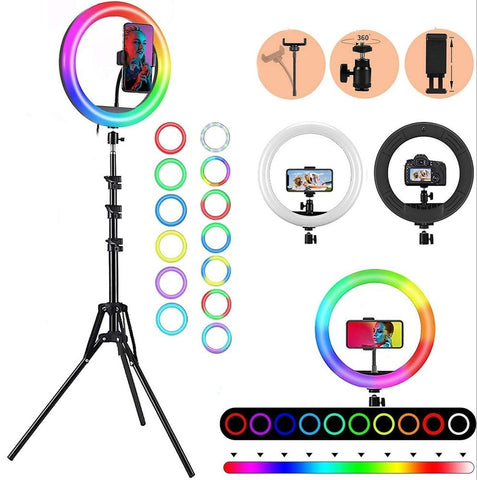 MJ36 14 inch 36cm RGB soft RIng Light with 7.5ft Tripod stand Circle Photography lighting for Tiktok, youtube , vlog, makeup etc - Online Shopping in Pakistan: Beauty, Fashion, Electronics, Sports & Lifestyle, VR, Skincare